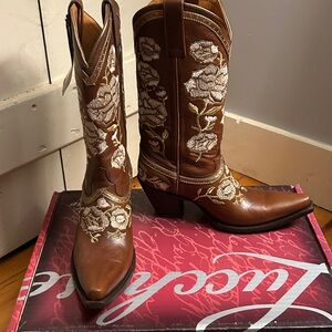 Brand New Lucchese Floral Torero Whiskey Boots